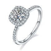 Square Halo Moissanite Rings Engagement Rings VVSI D color 925 Sterling Silver Moissanite Wedding Rings for Women 1.0-2.0 CT